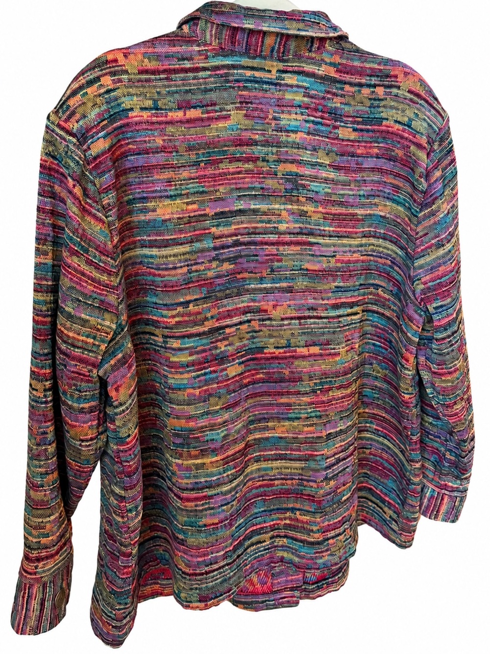 CJ Banks 2X Multicolor Textured Knit Jacket Button Front Artsy Boho - Picture 8 of 9